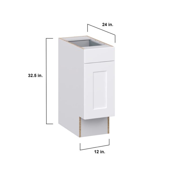 Jasmine Painted Warm White Shaker Assembled 12 in. W x 32.5 in. H x 24 in. D Accessible ADA Base Cabinet with 1 Drawer