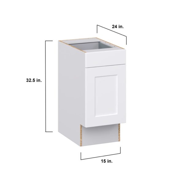 Jasmine Painted Warm White Shaker Assembled 15 in. W x 32.5 in. H x 24 in. D Accessible ADA Base Cabinet with 1 Drawer