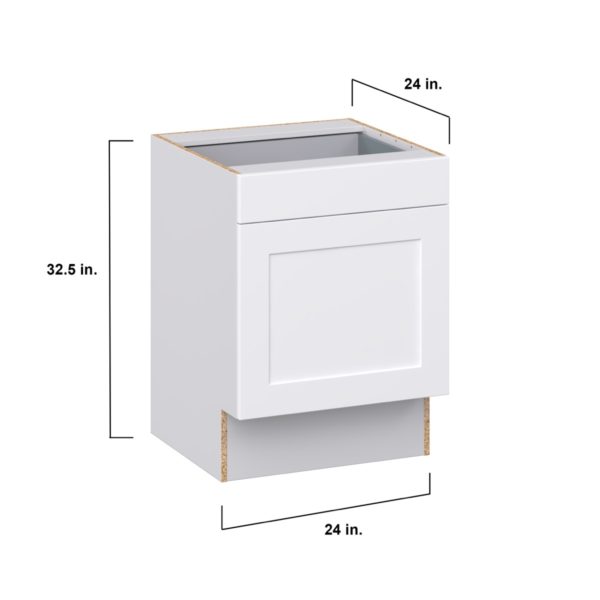 Jasmine Painted Warm White Shaker Assembled 24 in. W x 32.5 in. H x 24 in. D Accessible ADA Base Cabinet with 1 Drawer