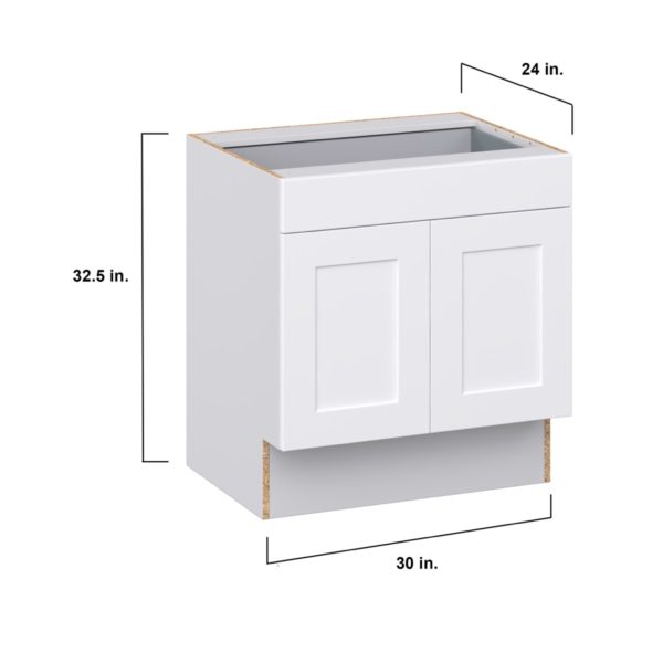 Jasmine Painted Warm White Shaker Assembled 30 in. W x 32.5 in. H x 24 in. D Accessible ADA Base Cabinet with 1 Drawer