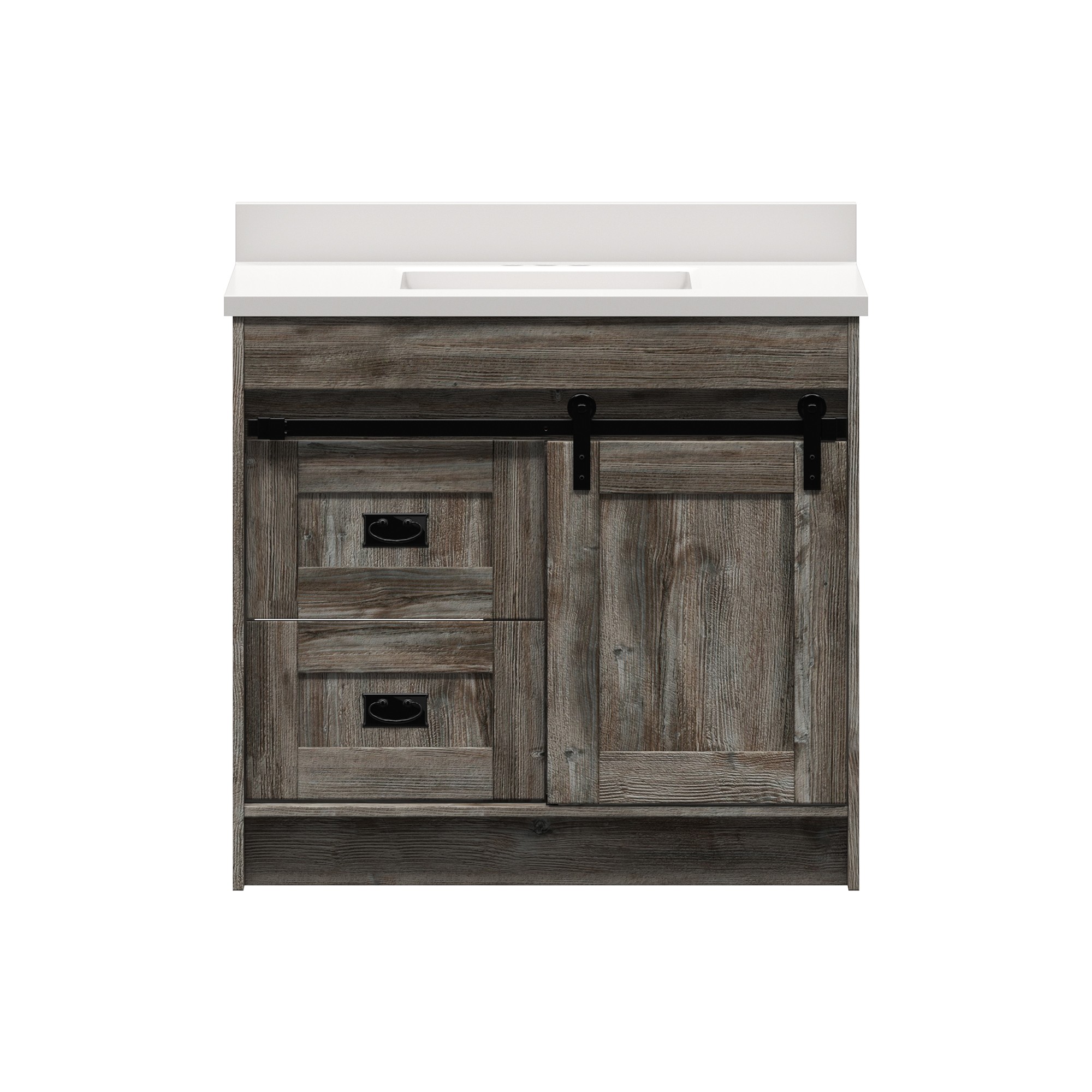 Blackthorn 36 in. W x 21-3/4 in. D Vanity in Driftwood Gray with Cultured Marble Vanity Top in Solid White with White Basin