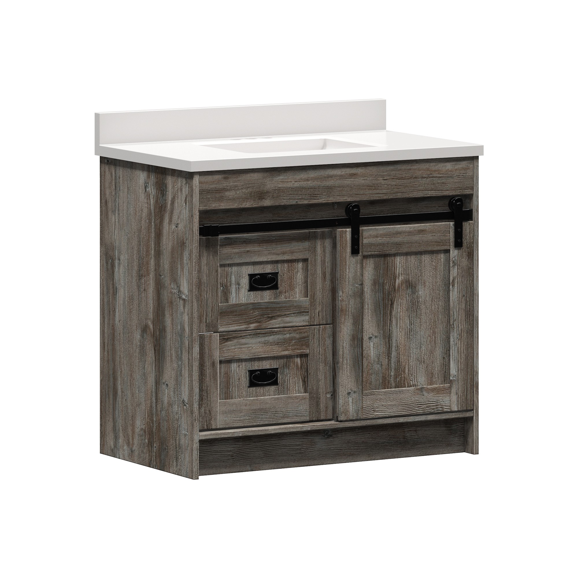 Blackthorn 36 in. W x 21-3/4 in. D Vanity in Driftwood Gray with Cultured Marble Vanity Top in Solid White with White Basin