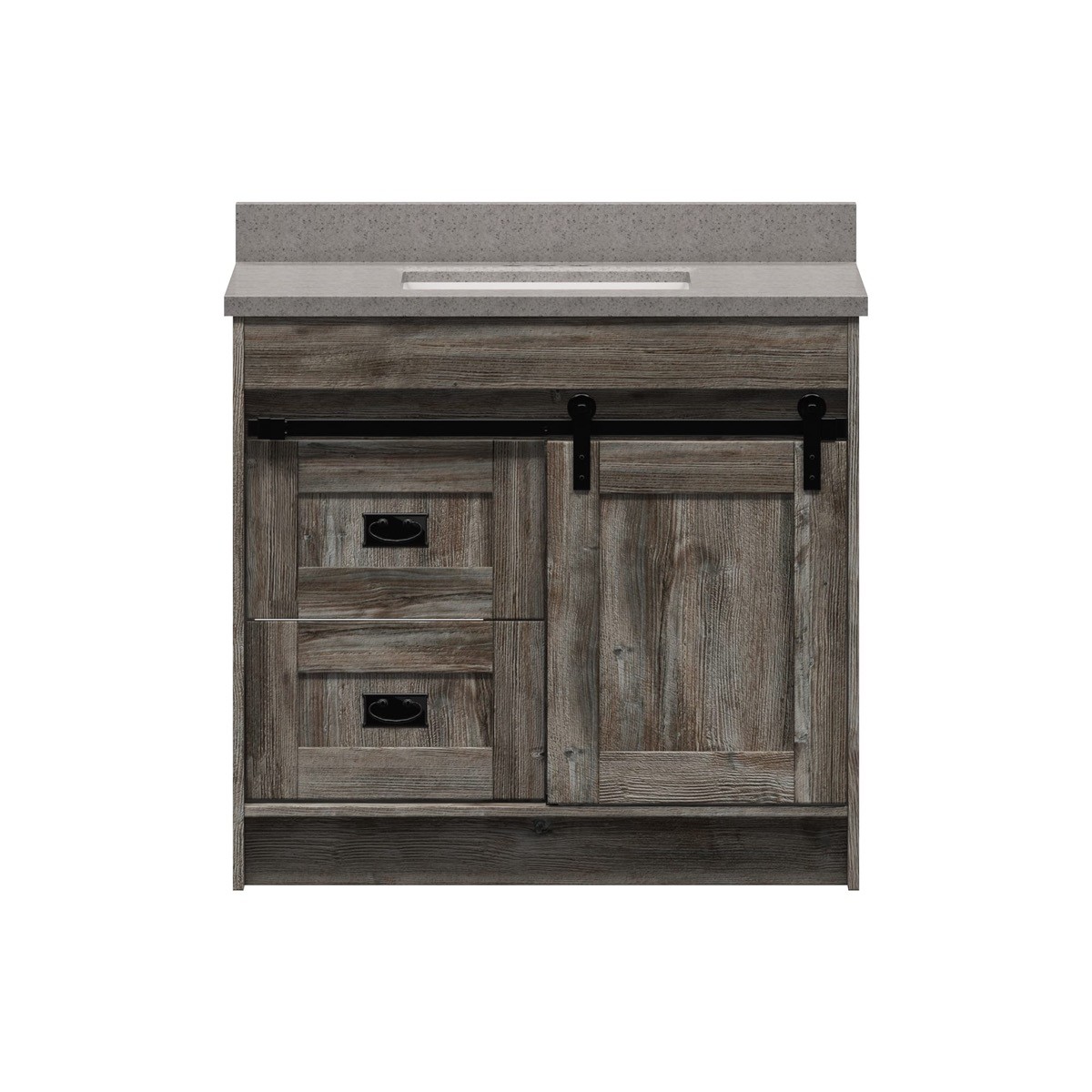 Blackthorn 36 in. W x 21-3/4 in. D Vanity in Driftwood Gray with Cultured Marble Vanity Top in Pewter with White Basin