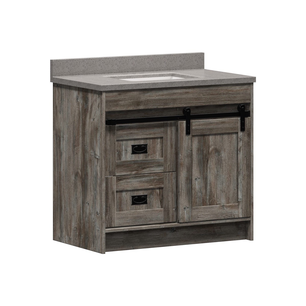 Blackthorn 36 in. W x 21-3/4 in. D Vanity in Driftwood Gray with Cultured Marble Vanity Top in Pewter with White Basin