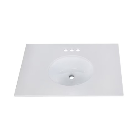 31-inch W 19-inch D Engineered Stone Vanity Top with Oval Undermount Sink