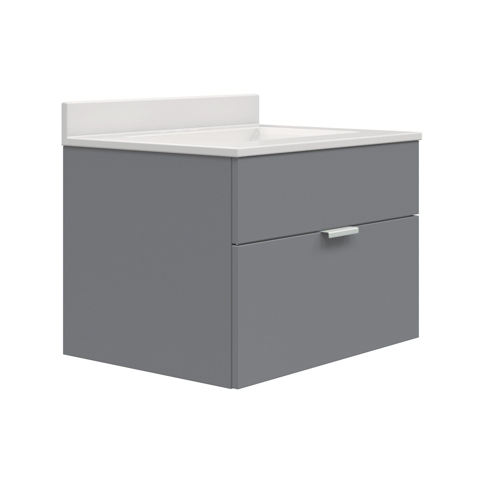 Gabrielle 25"W x 19"D Wall Hung Vanity Twilight Gray, Cultured Marble Vanity Top in Solid White with White Basin