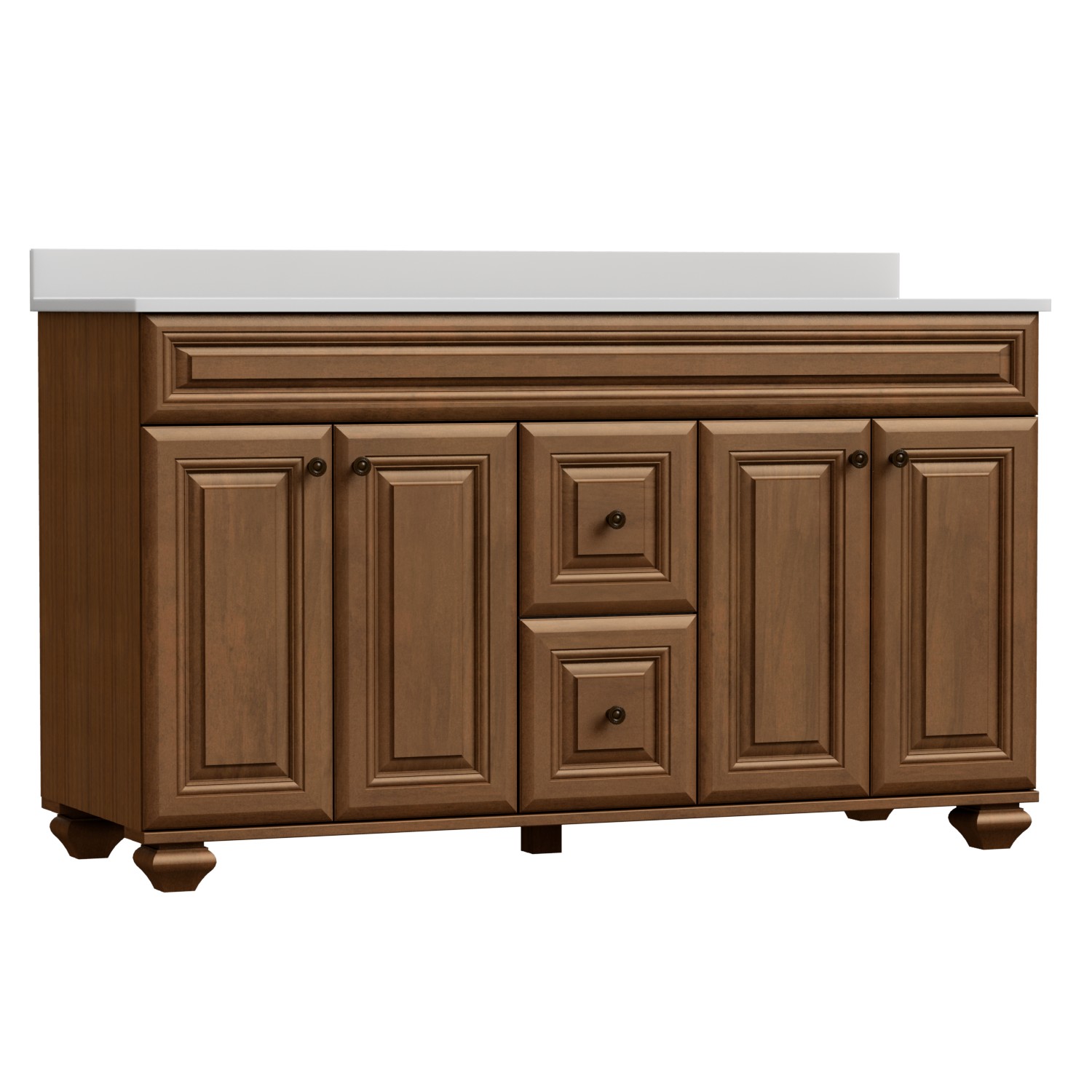 60"W Manchester Double Bowl Vanity Base in Mocha