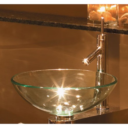 16-1/2"W Clear Glass Vessel Sink