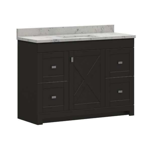 Acacia 49"W x 19"D Cocoa Brown Vanity with Arctic stone wave integrated bowl