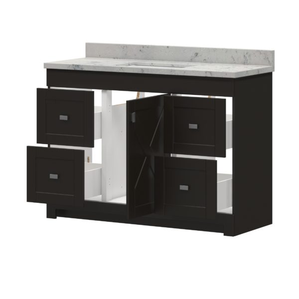 Acacia 49"W x 19"D Cocoa Brown Vanity with Arctic stone wave integrated bowl