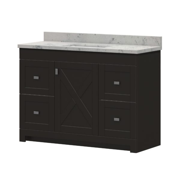 Acacia 49"W x 19"D Cocoa Brown Vanity with Arctic stone wave integrated bowl