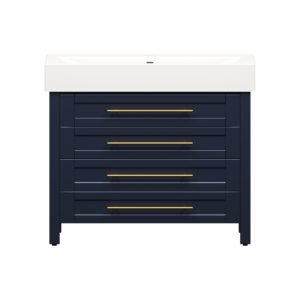 Barberry 40 in. W x 19 in. D Vanity in Blue with Porcelain Vanity Top in Solid White with White Basin