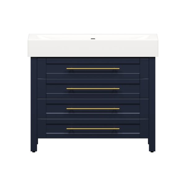 Barberry 40 in. W x 19 in. D Vanity in Blue with Porcelain Vanity Top in Solid White with White Basin