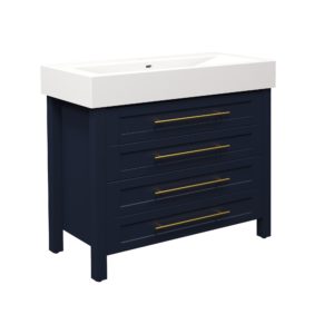 Barberry 40 in. W x 19 in. D Vanity in Blue with Porcelain Vanity Top in Solid White with White Basin