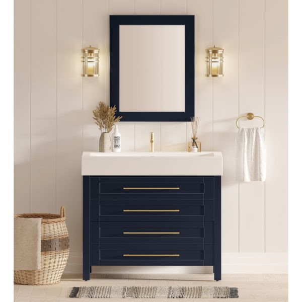 Barberry 40 in. W x 19 in. D Vanity in Blue with Porcelain Vanity Top in Solid White with White Basin