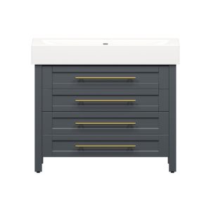 Barberry 40 in. W x 19 in. D Vanity in Charcoal with Porcelain Vanity Top in Solid White with White Basin