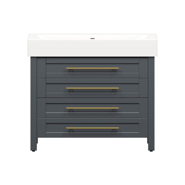 Barberry 40 in. W x 19 in. D Vanity in Charcoal with Porcelain Vanity Top in Solid White with White Basin