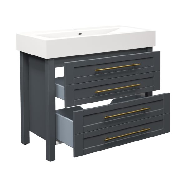 Barberry 40 in. W x 19 in. D Vanity in Charcoal with Porcelain Vanity Top in Solid White with White Basin