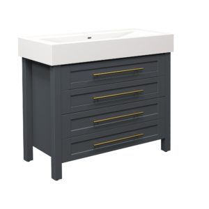 Barberry 40 in. W x 19 in. D Vanity in Charcoal with Porcelain Vanity Top in Solid White with White Basin