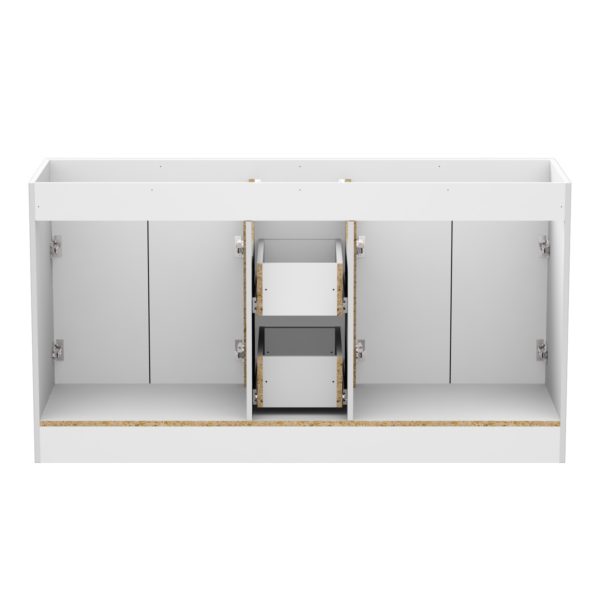 Barletta 60"W x 21-3/4"D x 32"H Cotton White Bathroom Vanity Cabinet DB