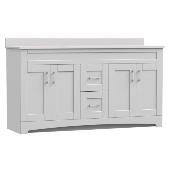 Barletta 60"W x 21-3/4"D x 32"H Cotton White Bathroom Vanity Cabinet DB