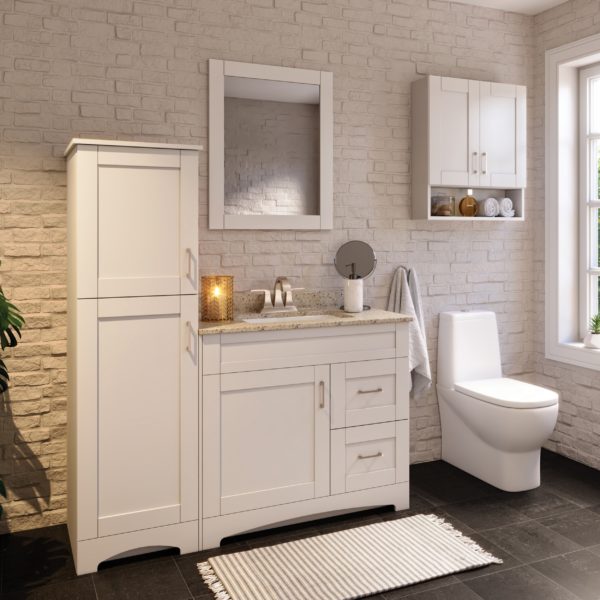 Barletta 36"W x 21-3/4"D x 32"H Cotton White Bathroom Vanity Cabinet