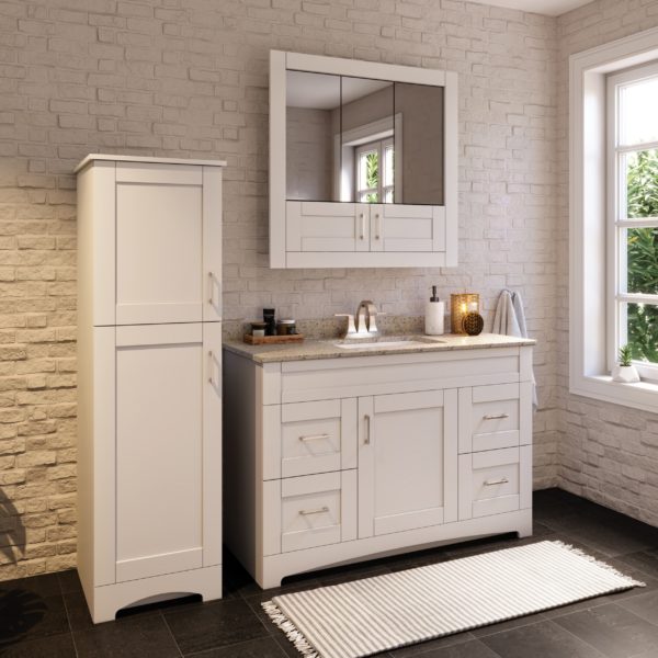 Barletta 48"W x 21-3/4"D x 32"H Cotton White Bathroom Vanity Cabinet