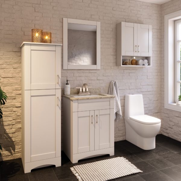 Barletta 24"W x 18-3/4"D x 32"H Cotton White Bathroom Vanity Cabinet