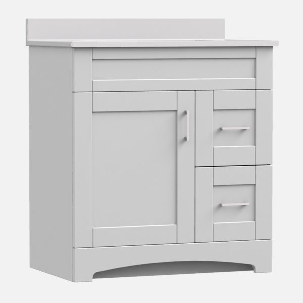 Barletta 30"W x 21-3/4"D x 32"H Cotton White Bathroom Vanity Cabinet