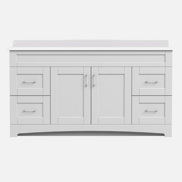 Barletta 60"W x 21-3/4"D x 32"H Cotton White Bathroom Vanity Cabinet SB