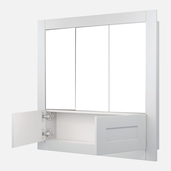 Barletta 36"W x 35"H Cotton White Tri-View Medicine Cabinet