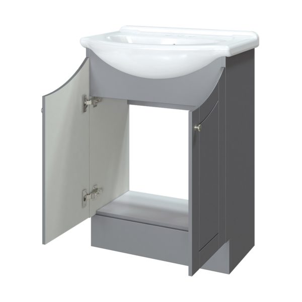 Bellflower 24"W x 17-1/8"D Vanity in Gray with White Porcelain Vanity Top