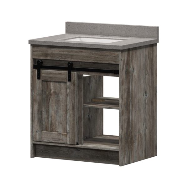 Blackthorn 30 in. W x 22 in. D Vanity in Driftwood Gray with Cultured Marble Vanity Top in Pewter with White Basin