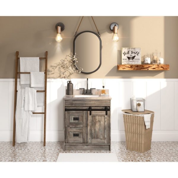 Blackthorn 30 in. W x 22 in. D Vanity in Driftwood Gray with Cultured Marble Vanity Top in Pewter with White Basin