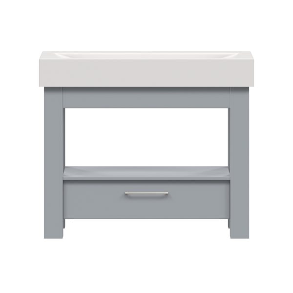 Boulevard 40 in. W x 19 in. D Vanity in Misty gray with Porcelain Vanity Top in Solid White with White Basin