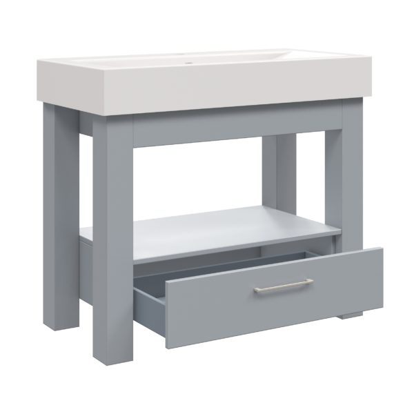 Boulevard 40 in. W x 19 in. D Vanity in Misty gray with Porcelain Vanity Top in Solid White with White Basin