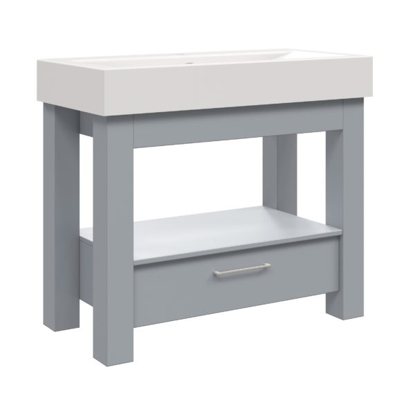 Boulevard 40 in. W x 19 in. D Vanity in Misty gray with Porcelain Vanity Top in Solid White with White Basin