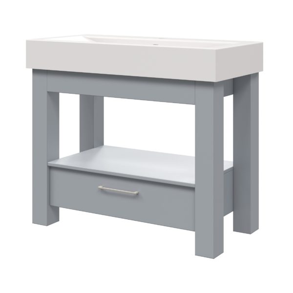 Boulevard 40 in. W x 19 in. D Vanity in Misty gray with Porcelain Vanity Top in Solid White with White Basin