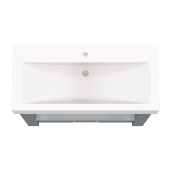 Boulevard 40 in. W x 19 in. D Vanity in Misty gray with Porcelain Vanity Top in Solid White with White Basin