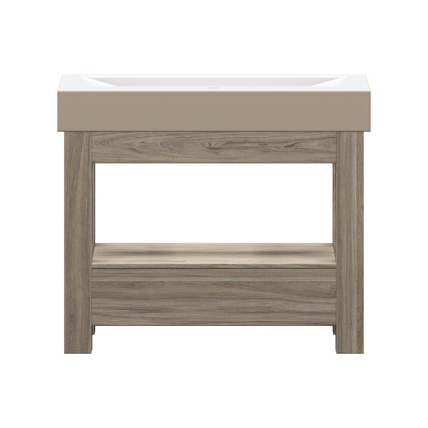 Boulevard 40 in. W x 19 in. D Vanity in Savanna with Porcelain Vanity Top in Solid White with White Basin