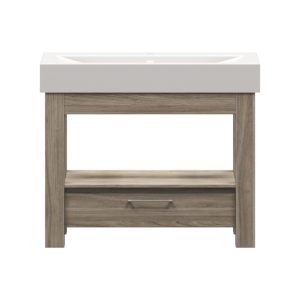 Boulevard 40 in. W x 19 in. D Vanity in Savanna with Porcelain Vanity Top in Solid White with White Basin