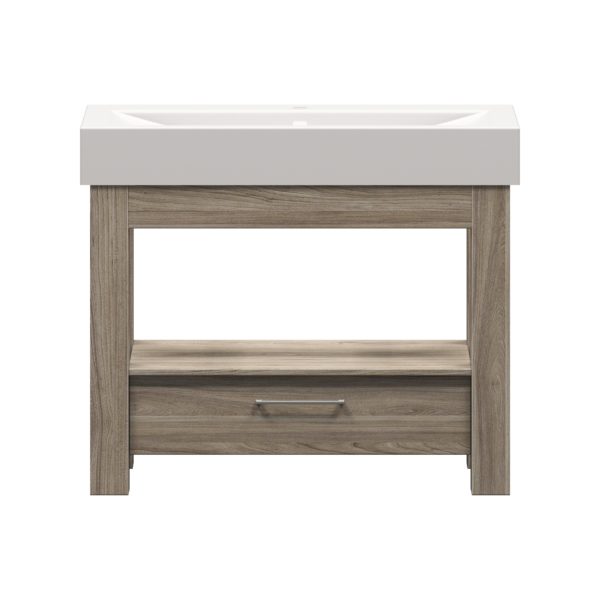 Boulevard 40 in. W x 19 in. D Vanity in Savanna with Porcelain Vanity Top in Solid White with White Basin