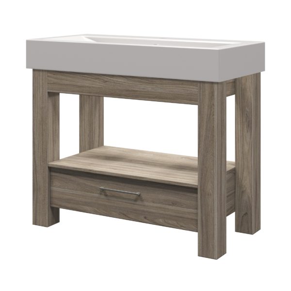 Boulevard 40 in. W x 19 in. D Vanity in Savanna with Porcelain Vanity Top in Solid White with White Basin