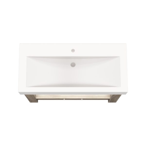 Boulevard 40 in. W x 19 in. D Vanity in Savanna with Porcelain Vanity Top in Solid White with White Basin