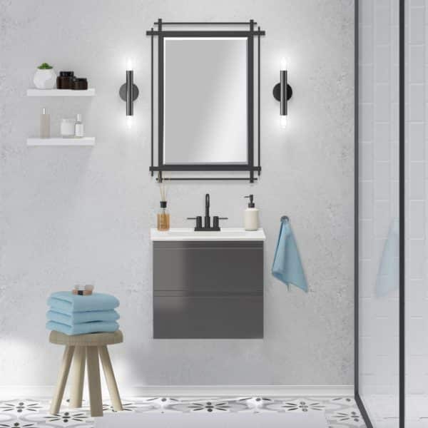 Celsia 24 in. W x 18-1/2 in. D Vanity in Gray Gloss with Porcelain Vanity Top in White with White Basin