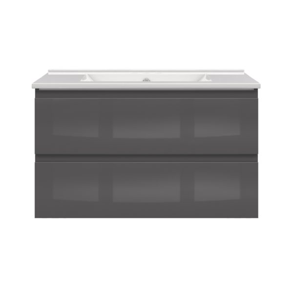 Celsia 36 in. W x 18-1/2 in. D Vanity in Gray Gloss with Porcelain Vanity Top in White with White Basin