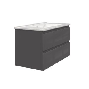 Celsia 36 in. W x 18-1/2 in. D Vanity in Gray Gloss with Porcelain Vanity Top in White with White Basin