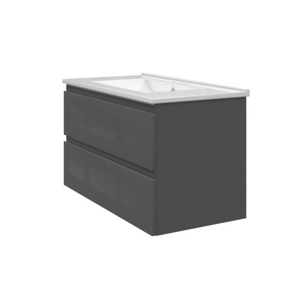 Celsia 36 in. W x 18-1/2 in. D Vanity in Gray Gloss with Porcelain Vanity Top in White with White Basin