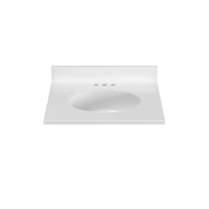 Silken White 25" x 19" White Vanity Top with Non-recessed Bowl