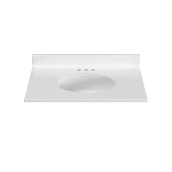 Silken White 31" x 19" White Vanity Top with Non-recessed Bowl